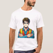 Männer Basic T-Shirt mit Manga-Sicherheitsfachmann Tシャツ (正面)