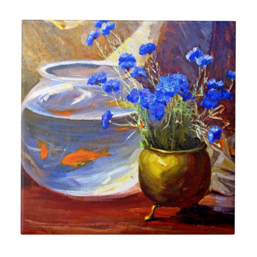Mannheim - Goldfish Bowl and Flowers タイル (正面)