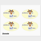 MannyアメリカヘラジカHead_Bar Moosevah Oy! _personalized 楕円形シール (シート)