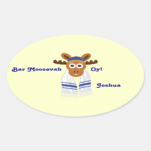 MannyアメリカヘラジカHead_Bar Moosevah Oy! _personalized 楕円形シール