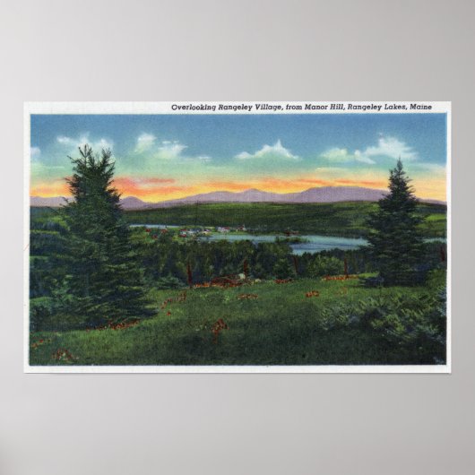 Manor Hill Overlooking Rangeley Village Scene ポスター (正面)
