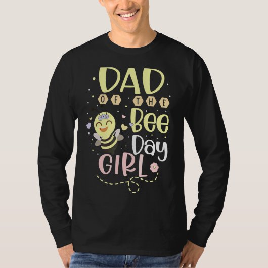 MansパパのBee Day女の子のマッチングHappy Birthd Tシャツ (正面)