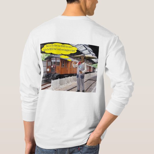 mans長い袖ティー。お父様の日おめでとう。牛/ tシャツ (裏面)