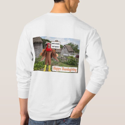 mans長い袖ティー。ハッピーサンクスギビング。チェータ tシャツ (裏面)