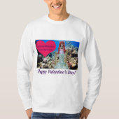 mans長い袖ティー。ハッピーバレンタインデー。実行 tシャツ (正面)