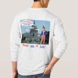 mans長い袖ティー。幸せ4th.ラット/アンクルサム tシャツ