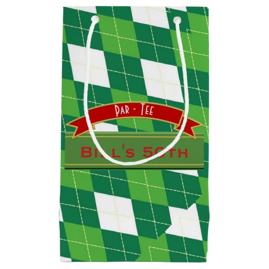 Mans パーソナライズされた GOLF、ゴルファーをテーマにしたPar-TEE スモールペーパーバッグ (正面)