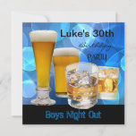 Mans 30th Birthday Blue Drinks Beer Boys Night 招待状<br><div class="desc">メンズ30th誕生日パーティーブルードリンクBeer Boys Night Out,  21,  40,  50th 60th,  mans</div>