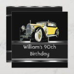 Mans 90thバースデーパーティーブラックヴィンテージカー 招待状<br><div class="desc">90th誕生日パーティブラックヴィンテージカーマンアンティーク, ヴィンテージ, クラシック，レトロ，古い，車， .メンズクラエレガントシーすべての行事パーティー誕生日招待状テンプレート</div>