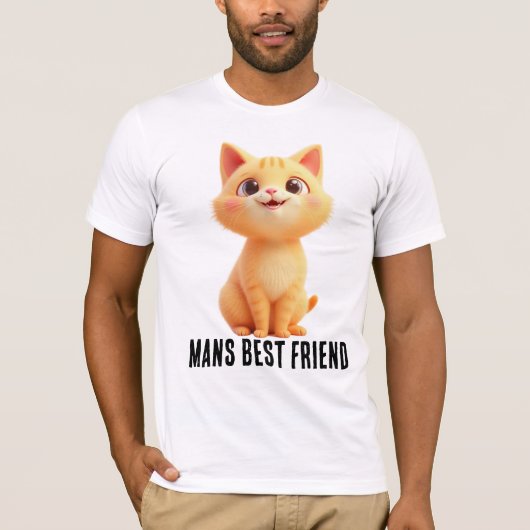 Mans Best Friend, the cat Mens t-shirt Tシャツ (正面)