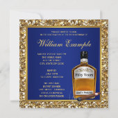 Mans Blue金ゴールドがPerfect Birthday Partyに年老いた 招待状 (裏面)