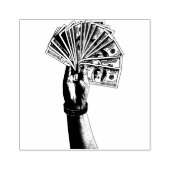 Mans hand Holding 100 dollar Bills money art ラバースタンプ (インプリント)