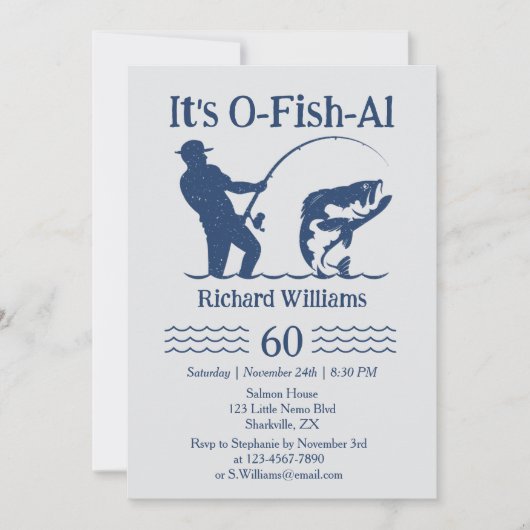 Man's It's Ofishal Fisherman 60th Birthday Party 招待状 (正面)