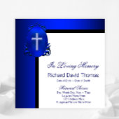 Mans Navy Blue Cross In Loving Memory Memorial 招待状
