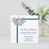 Mans Navy Blue Cross In Loving Memory Memorial 招待状 (スタンド正面)