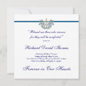 Mans Navy Blue Cross In Loving Memory Memorial 招待状 (裏面)