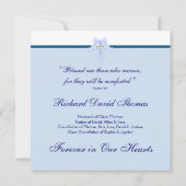 Mans Navy Blue Cross In Loving Memory Memorial 招待状 (裏面)