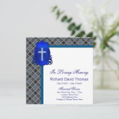 Mans Navy Blue Gray In Loving Memory Memorial 招待状 (スタンド正面)
