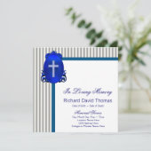 Mans Navy Blue Gray In Loving Memory Memorial 招待状 (スタンド正面)