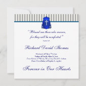 Mans Navy Blue Gray In Loving Memory Memorial 招待状 (裏面)