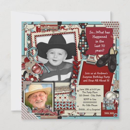 Mans Photo 70th Birthday Partyへの招待 招待状 (正面)