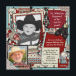 Mans Photo 70th Birthday Partyへの招待 招待状<br><div class="desc">スクラップブックスタイルの写真70th誕生日パーティー招待テンプレート。このおもしろいとノスタルジックな赤、茶色、ティール（緑がかった色）の青のスクラップブックページは写真の誕生日パーティーの招待ですカスタマイズ。単にあなたのイベントの詳細、フォントのスタイル、フォントのサイズと色、および文言を追加し始めるために"それ!"ボタンを選択して簡単にあなたのイベントのために招待する。Zazzleで見つけるすべてのステッカー、カード、招待デザインは、実際の宝石、弓、上昇、エンボス、または追加の部品や作品を含まないグラフィックで印刷されている。</div>