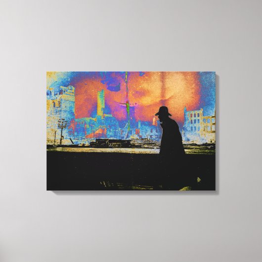 Mans Resilience Disaster Survivalヴィンテージ写真 キャンバスプリント (正面)