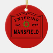 Mansfield MAのクリスマスに入る セラミックオーナメント (正面)