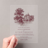 Mansion Venue Old Money Aesthetic Burgund Wedding  アクリル招待状 (インサイチュ (ポータブル))