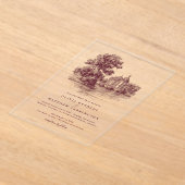 Mansion Venue Old Money Aesthetic Burgund Wedding  アクリル招待状 (レイダウン)