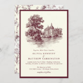 Mansion Venue Old Money Aesthetic Burgund Wedding 招待状 (正面/裏面)