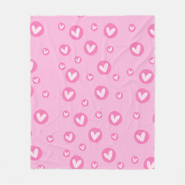 Manta com Padrões Fofos de Corações Rosa フリースブランケット