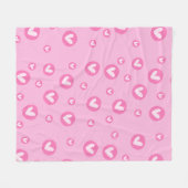 Manta com Padrões Fofos de Corações Rosa フリースブランケット (正面(横))