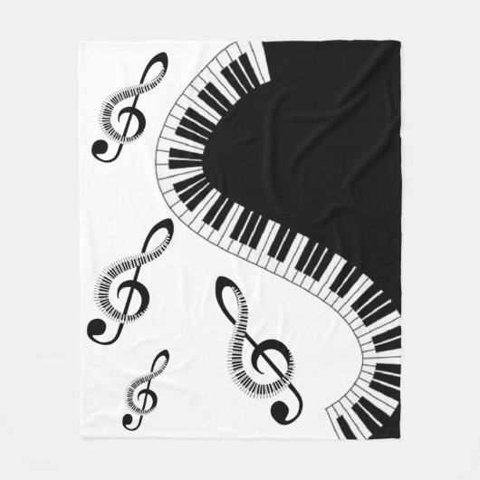 Manta de forro polar con notas musicales フリースブランケット (正面)