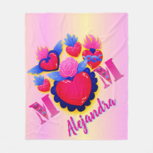 Manta de forro polar Corazón de Mamá - Editable 