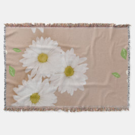 "manta de margaritas veige y marron" スローブランケット