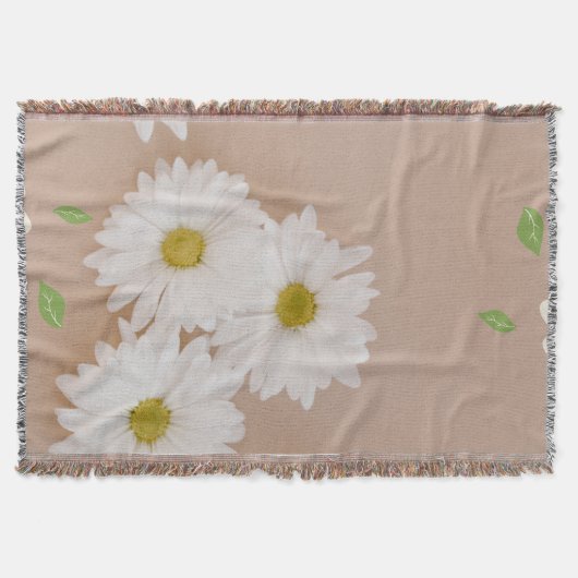 "manta de margaritas veige y marron" スローブランケット (正面)