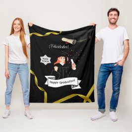 Manta forro polar graduacion nombre personalizado フリースブランケット