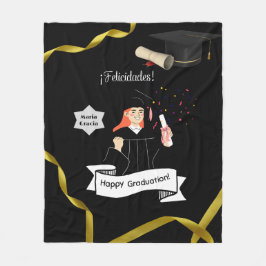Manta  forro polar graduacion nombre personalizado フリースブランケット