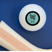 Manta Ray on Teal Faux Brushed Metal Monogrammed 卓球ボール