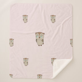 Manta Sherpa con diseño de lechuza. シェルパブランケット