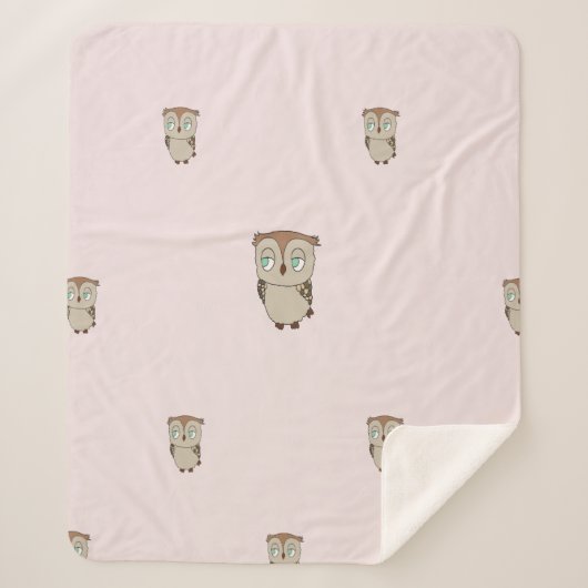 Manta Sherpa con diseño de lechuza. シェルパブランケット (正面)