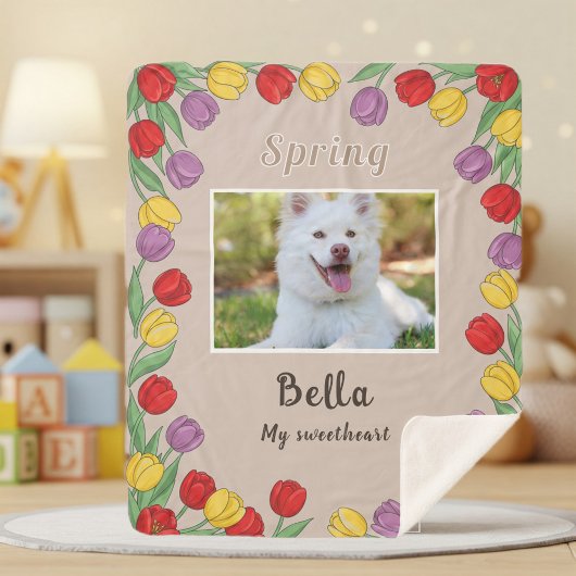 Manta Sherpa Personalized Floral Blanket for Dog L シェルパブランケット