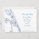 Manteo NCアウターバンクス地図エレガントな結婚式 セーブザデート (正面)