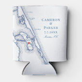 Manteo NC外銀行マップエレガントな結婚祝い好意 缶クーラー (正面)