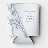 Manteo NC外銀行マップエレガントな結婚祝い好意 缶クーラー (正面)