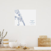 Manteo NC結婚のマップNavy Blue Guest Book Poster ポスター (キッチン)