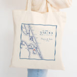 Manteo NC Roanokeへようこそ結婚 トートバッグ<br><div class="desc">Manteo，ノースカロライナ結婚州のマントーバッグへようこそカスタム"Welcome to Manteo"をテーマにした私たちのネイビーブルーアウターバンクスのマップ。ルーノケ島の魅力を活かし、海岸感を演出。エリザベタン庭園、ロアノーク島フェスティバル公園、マーシュライト、静かなハウスイン、アイランドファーム、ビスタクリークなどの場所に最適。あなたの沿岸の結婚式の本質を捉えなさい。今すぐ注文！沿岸地図デザインによるアートワーク</div>