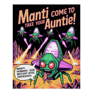  Manti Aliens Abduction Party! Defender Arcade '81 ポスター
