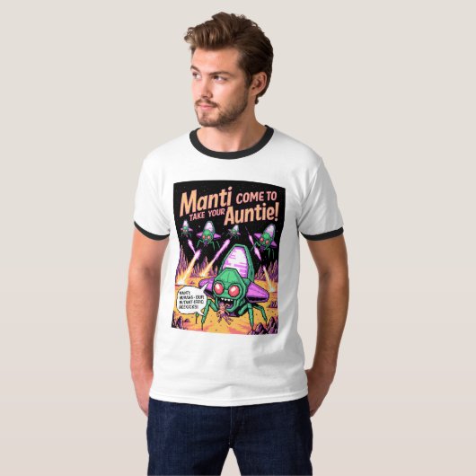  Manti Aliens Abduction Party! Defender Arcade '81 Tシャツ (正面フル)